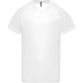 T-shirt homme polyester col V manches courtes PA476 - White