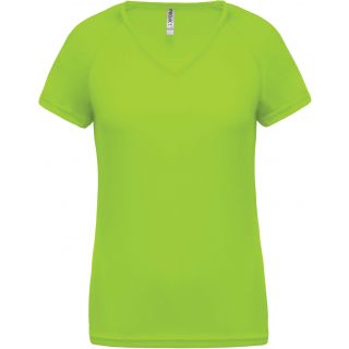 T-shirt femme polyester col V manches courtes PA477 - Lime