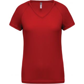 T-shirt femme polyester col V manches courtes PA477 - Red