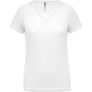 T-shirt femme polyester col V manches courtes PA477 - White