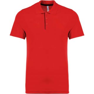Polo maille piquée sport manches courtes PA485 - Red / Black