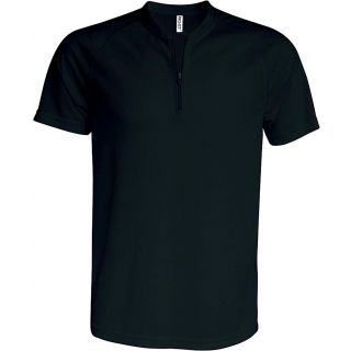 T-shirt 1/4 zip manches courtes unisexe PA486 - Black