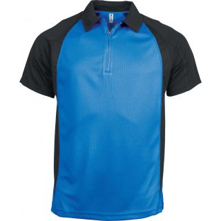 Polo bicolore sport manches courtes PA487 - Aqua Blue / Black