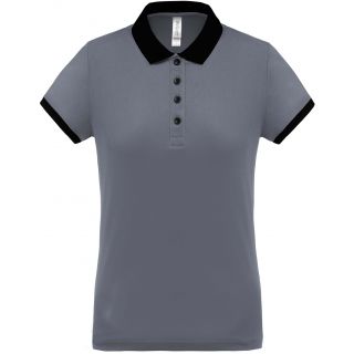 Polo femme piqué performance PA490 - sporty grey / Black