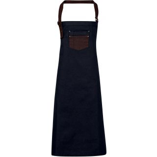 Tablier à bavette "Division" PR136 - Indigo / Brown Denim