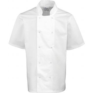 Veste de cuisine manches courtes à boutons pression PR664 - White