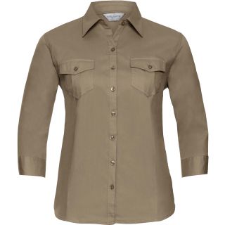 Chemise manches 3/4 femme twill roll RU918F - Khaki Beige