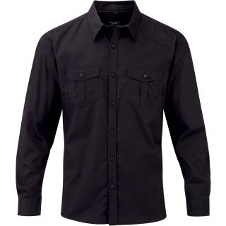 Chemise manches longues homme twill roll RU918M - Black
