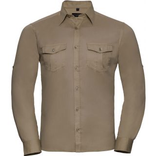Chemise manches longues homme twill roll RU918M - Khaki Beige