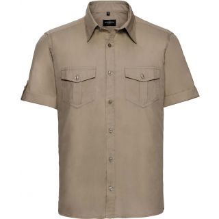 Chemise manches courtes homme twill roll RU919M - Khaki Beige