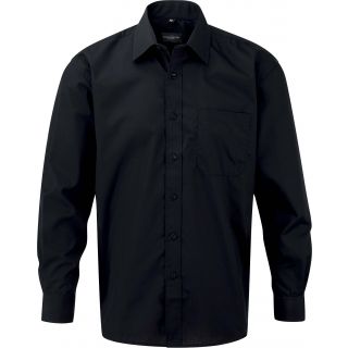 Chemise manches longues homme Popeline Polycoton RU934M - Black