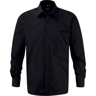 Chemise manches longues homme popeline pur coton RU936M - Black