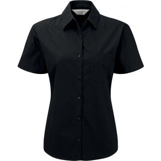 Chemise manches courtes femme popeline pur coton RU937F - Black