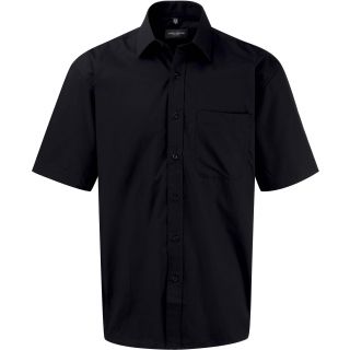 Chemise manches courtes homme popeline pur coton RU937M - Black