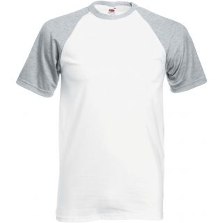 T-shirt baseball Valueweight SC61026 - White / Heather Grey