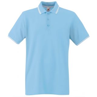 Polo homme manches courtes premium avec liseré SC63032 - Sky Blue / White