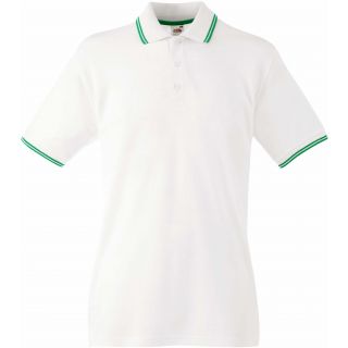 Polo homme manches courtes premium avec liseré SC63032 - White / Kelly Green