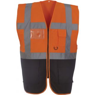 Gilet multifonction haute visibilité HVW801 - Hi Vis Orange / Black