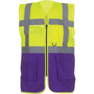 Gilet multifonction haute visibilité HVW801 - Hi Vis Yellow / Purple