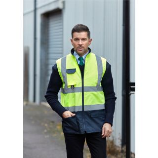 Bodywarmer rembourré haute visibilité YHV005 - Hi Vis Yellow / Navy