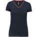 T-shirt maille piquée col V femme Navy / Red / White - XS