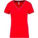 T-shirt maille piquée col V femme Red / Navy / White - XS