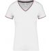 T-shirt maille piquée col V femme White / Navy / Red - XS
