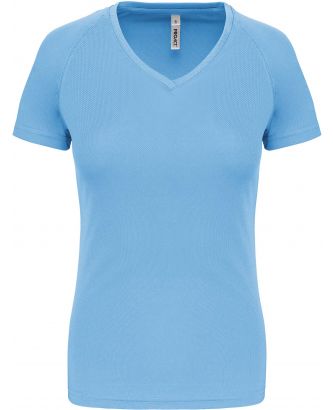 T-shirt de sport manches courtes col v femme Sky Blue