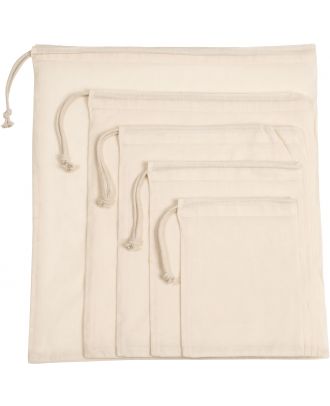 Sac à cordon coulissant en coton biologique Natural KI0729 - 30 x 25 cm M