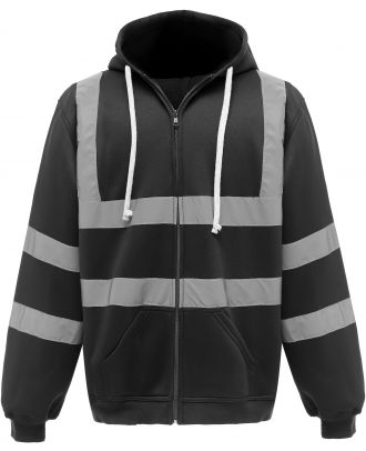 Sweat-shirt zippé capuche haute visibilité YHVK07 - Black