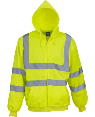 Sweat-shirt zippé capuche haute visibilité YHVK07 - Yellow