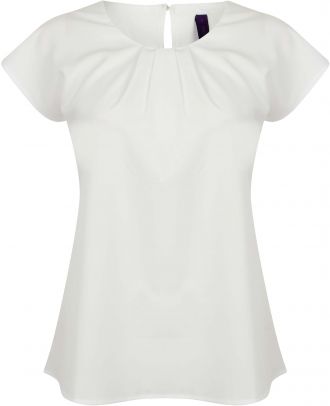 Top femme col plissé H597 - White