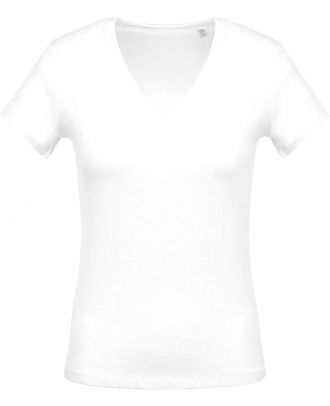 T-shirt femme col V manches courtes K390 - White