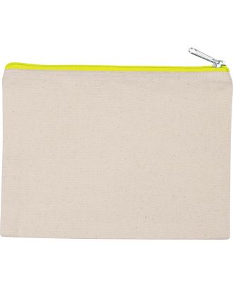 Pochette en coton canvas personnalisable KI0721 - Natural / Fluorescent Yellow