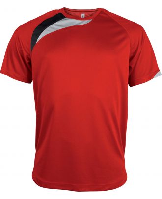 T-shirt unisexe manches courtes sport PA436 - Sporty Red / Black / Storm Grey