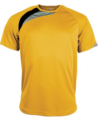 T-shirt unisexe manches courtes sport PA436 - Sporty Yellow / Black / Storm Grey