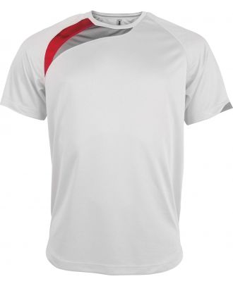 T-shirt unisexe manches courtes sport PA436 - White / Sporty Red / Storm Grey