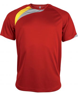 T-shirt sport enfant manches courtes PA437 - Sporty Red / Sporty Yellow / Storm Grey