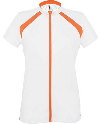 Maillot cycliste femme zippé manches courtes PA448 - White / Orange - 