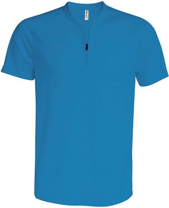 T-shirt 1/4 zip manches courtes unisexe PA486 - Aqua Blue