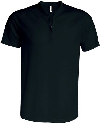 T-shirt 1/4 zip manches courtes unisexe PA486 - Black