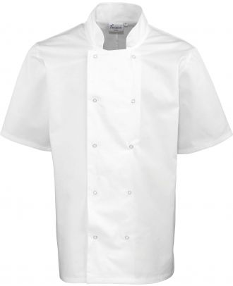 Veste de cuisine manches courtes à boutons pression PR664 - White